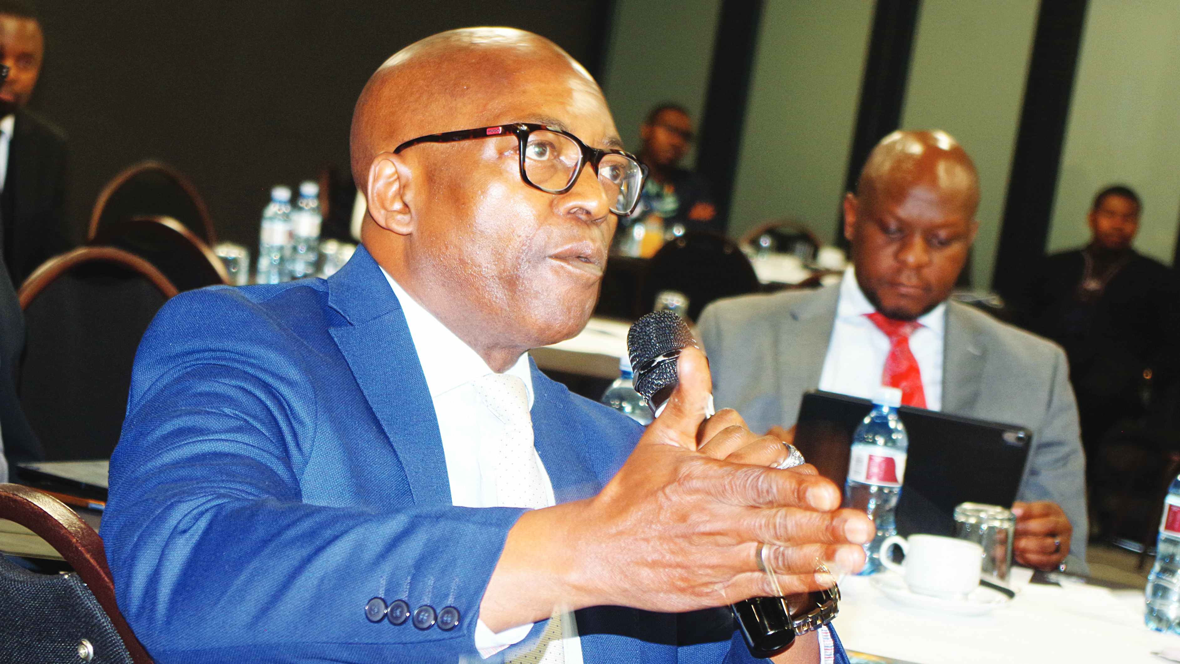 Business Eswatini CEO Nathi Dlamini making his submissions during the workshop last Friday.